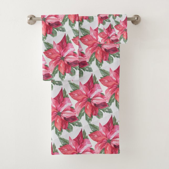 RED POINSETTIA BADHANDTUCH SET (Insitu)
