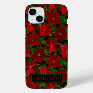 Red Poinsettia Black Christmas Case-Mate iPhone Hülle