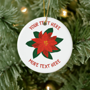 Red Poinsettia Blume personalisiert Weihnachten Keramik Ornament