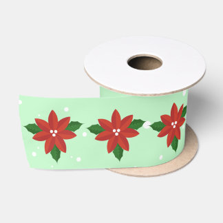 Red Poinsettia Blume Ribbon Satinband
