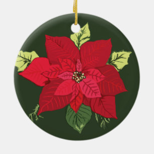 Red Poinsettia Blume Weihnachten Keramik Ornament