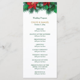 Red Poinsettia Border Wedding Program Programm