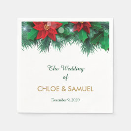Red Poinsettia Border Wedding Serviette
