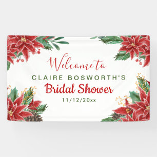 Red Poinsettia Christmas Brautparty Banner