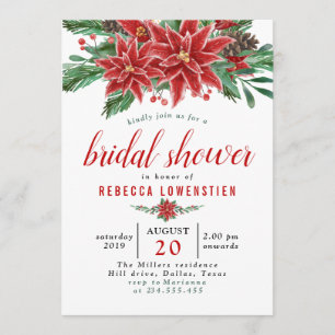 Red Poinsettia Christmas Brautparty Einladung