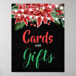 Red Poinsettia Christmas Chalkboard Poster