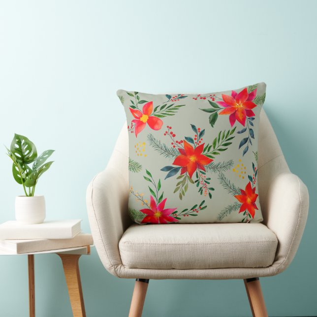 Red Poinsettia Christmas Floral Kissen (Stuhl )