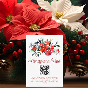 Red Poinsettia Christmas Honeymoon Fund Begleitkarte