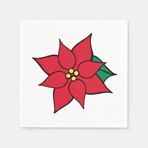 Red Poinsettia Christmas Party Napkins Serviette