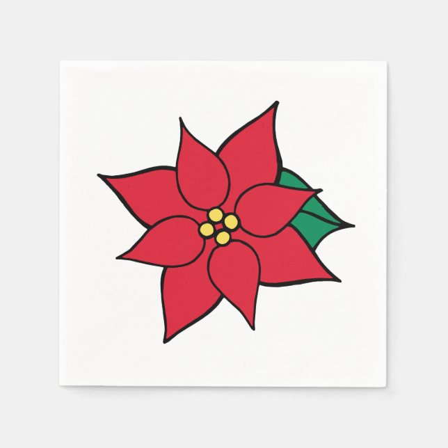 Red Poinsettia Christmas Party Napkins Serviette (Vorderseite)