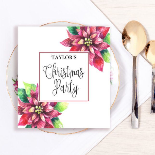 Red Poinsettia Christmas Party Serviette (Von Creator hochgeladen)