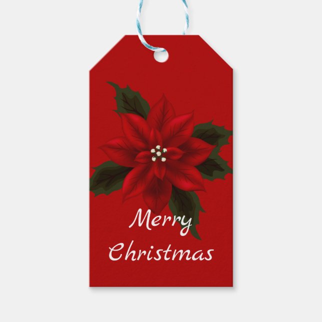 Red Poinsettia Christmas Red Geschenkanhänger (Vorderseite)