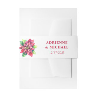Red Poinsettia Christmas Wedding Einladungsbanderole
