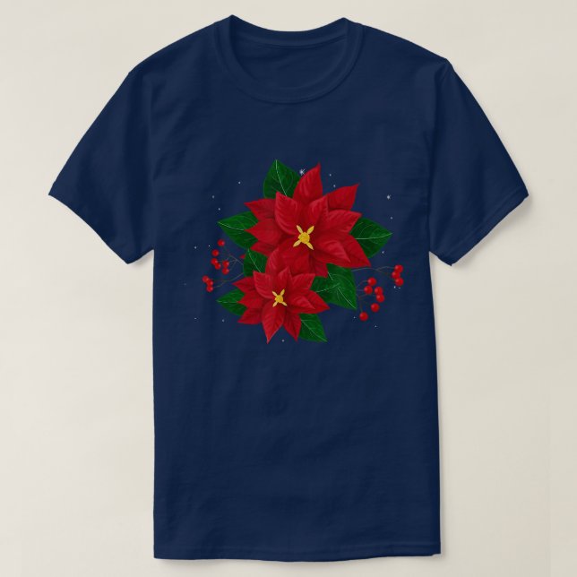 Red Poinsettia Christmas Xmas Poinsettia Blume P T-Shirt (Design vorne)