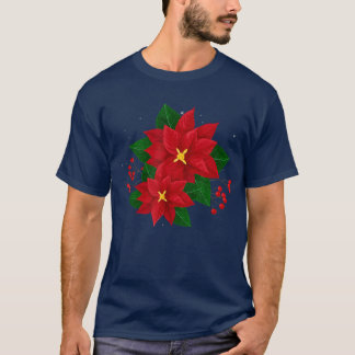 Red Poinsettia Christmas Xmas Poinsettia Blume P T-Shirt