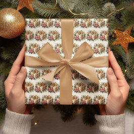 Red Poinsettia Coquette Gold Bucht Weihnachten Geschenkpapier