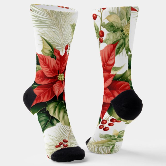 Red Poinsettia Festivals Socken (Gewinkelt)