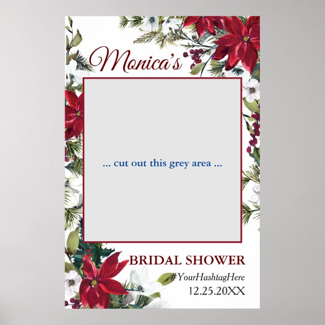 Red Poinsettia Floral Brautparty Foto Prop Poster (Vorne)