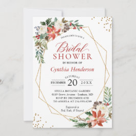 Red Poinsettia Floral Christmas Brautparty Einladung