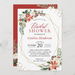 Red Poinsettia Floral Christmas Brautparty Einladung