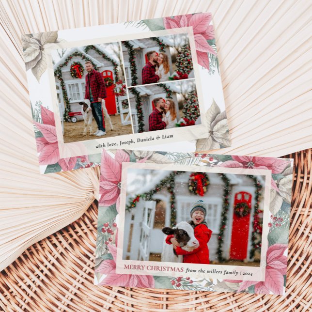 Red Poinsettia Floral Foto Frohe Weihnachten (Von Creator hochgeladen)