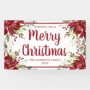 Red Poinsettia Floral Frohe Weihnachtsfeiertag Banner