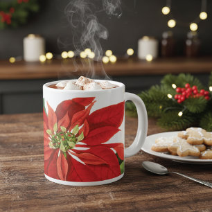 Red Poinsettia Floral Jumbo-Tasse