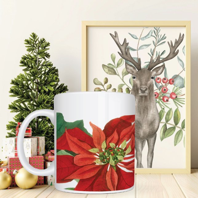 Red Poinsettia Floral Jumbo-Tasse (Von Creator hochgeladen)