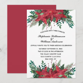 Red Poinsettia Floral Winter Wedding Inv Einladung