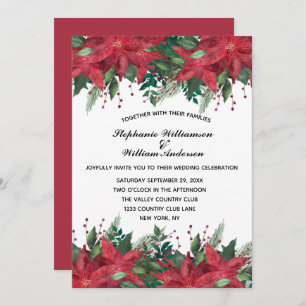 Red Poinsettia Floral Winter Wedding Inv Einladung