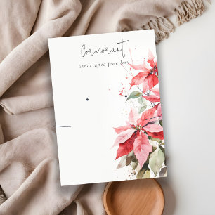 Red Poinsettia Florals Earring Necklace Holder Visitenkarte