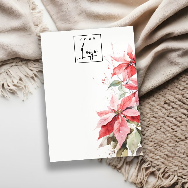 Red Poinsettia Florals Logo Blank Jewelry Holder Visitenkarte (Von Creator hochgeladen)