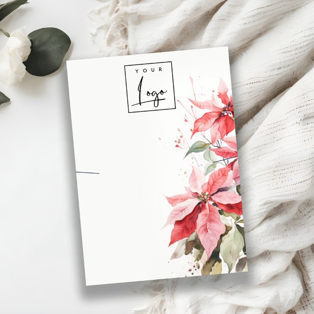 Red Poinsettia Florals Logo Necklace Holder Visitenkarte (Von Creator hochgeladen)