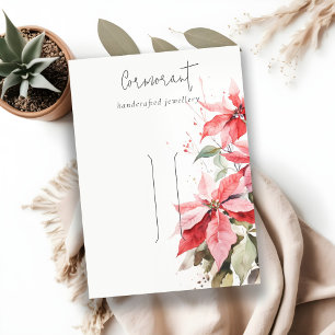 Red Poinsettia Florals Weihnachtsmann Button Holde Visitenkarte