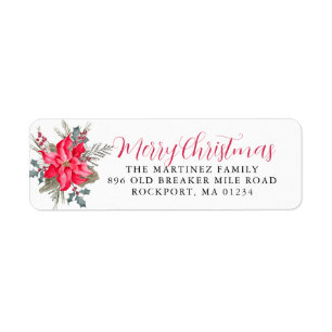 Red Poinsettia Frohe Weihnachtsfeier Rücksendeadre
