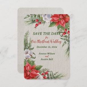 Red Poinsettia Green Blätter Weihnachtsfeier Save The Date