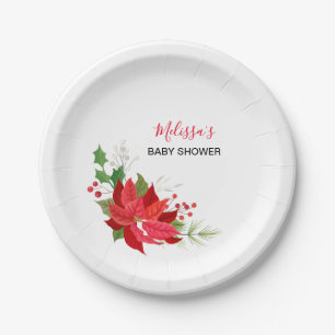 Red Poinsettia Hanging Ornaments Dessert Pappteller