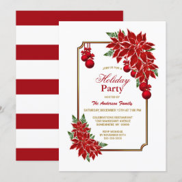 Red Poinsettia Holiday Party Einladung