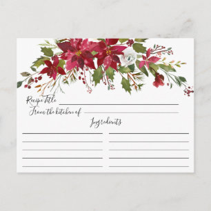 Red Poinsettia Holly Brautparty Rezept Card Postkarte