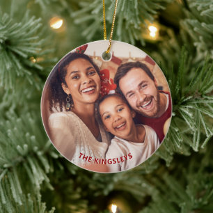 Red Poinsettia Holly Christmas Holiday Foto Keramik Ornament