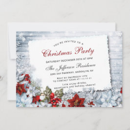 Red Poinsettia Holly Weihnachtsweihnachtsfest Part Einladung
