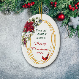 Red Poinsettia Kardinal Goldrahmen Weihnachten Keramik Ornament