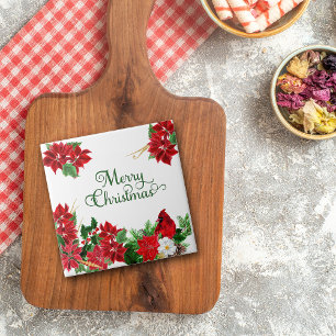 Red Poinsettia Kardinal Weihnachten Fliese