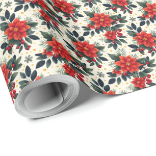 Red Poinsettia mit Snowflakes Weihnachtsgeschenk W Geschenkpapier