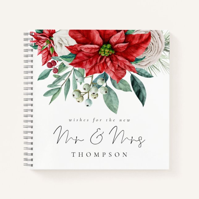 Red Poinsettia New Mr. Guest Book Notizbuch (Vorderseite)