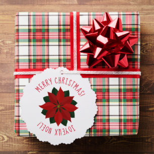 Red Poinsettia Paper Ornament Card