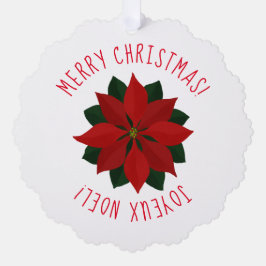 Red Poinsettia Paper Ornament Card