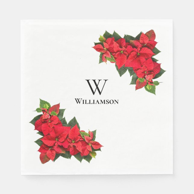 Red Poinsettia Personalisiert Serviette (Vorderseite)
