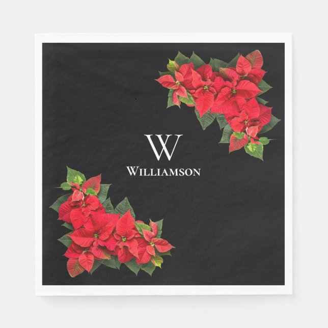 Red Poinsettia Personalisiert Serviette (Vorderseite)
