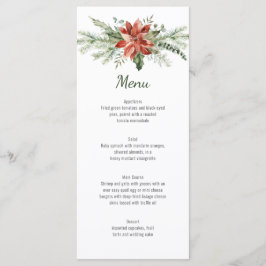 Red Poinsettia Pine und Evergreen Wedding Menu Menükarte